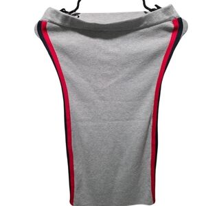 Forever 21 Gray Strapless Pencil Dress with Red & Navy Side Stripes